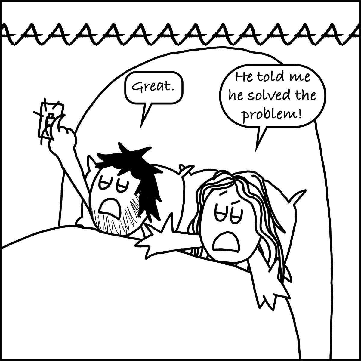 "Simon's screaming his head off is heard by his parents."